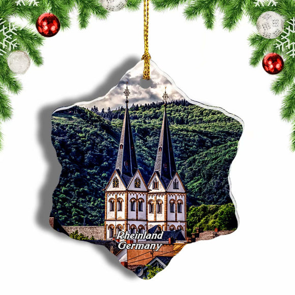 Germany Rheinland Church Christmas Ornament 3 Inches Snow