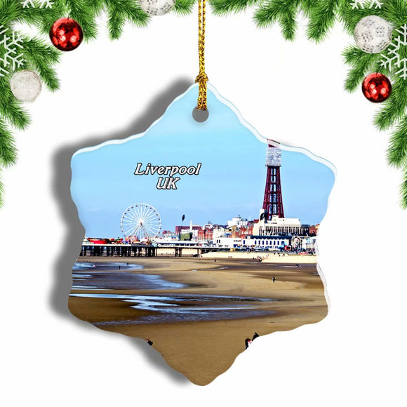 UK England Blackpool Pleasure Beach Liverpool Christmas Ornament 3 Inches Snow