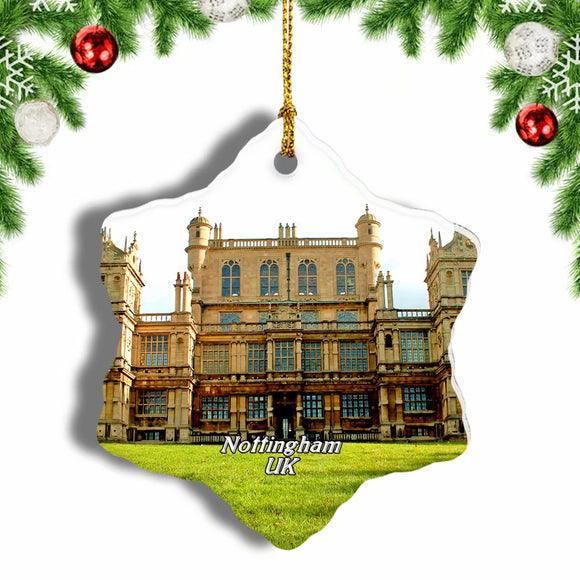 UK England Wollaton Hall and Park Nottingham Christmas Ornament 3 Inches Snow