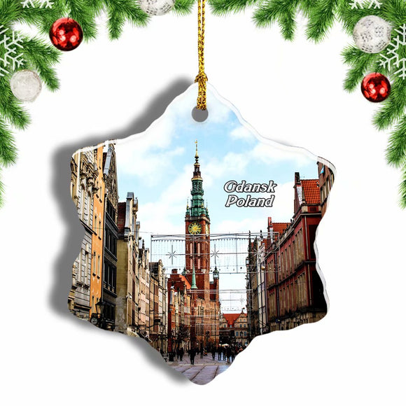 Poland Mariacka Street Gdansk Christmas Ornament 3 Inches Snow