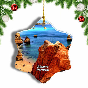 Portugal Algavre Sea Christmas Ornament 3 Inches Snow