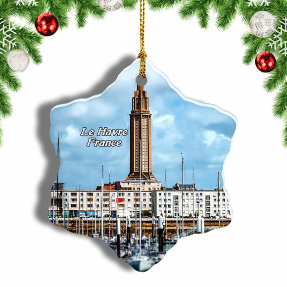 France Le Havre Christmas Ornament 3 Inches Snow