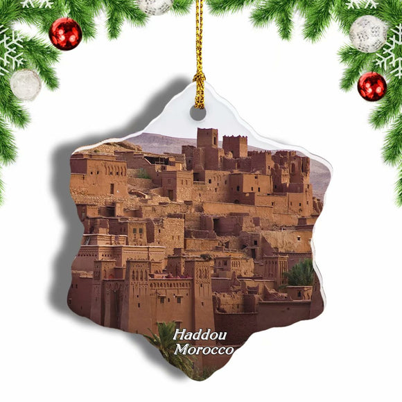 Morocco Ait Ben Haddou Christmas Ornament 3 Inches Snow