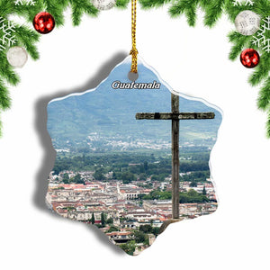 Guatemala Cross Christmas Ornament 3 Inches Snow