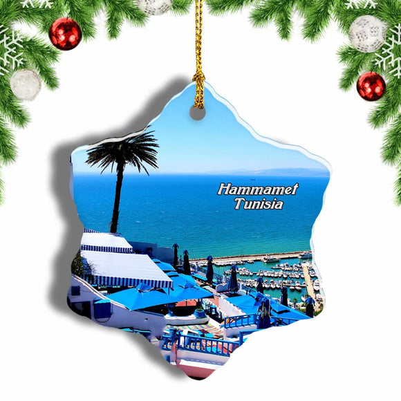 Hammamet Tunisia Christmas Ornament 3 Inches Snow