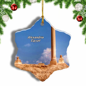 Egypt Pompey's Pillar Alexandria Christmas Ornament 3 Inches Snow