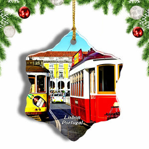 Portugal Tram Lisbon Christmas Ornament 3 Inches Snow