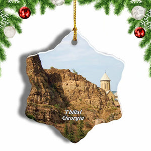 Narikala Fortress Georgia Christmas Ornament 3 Inches Snow