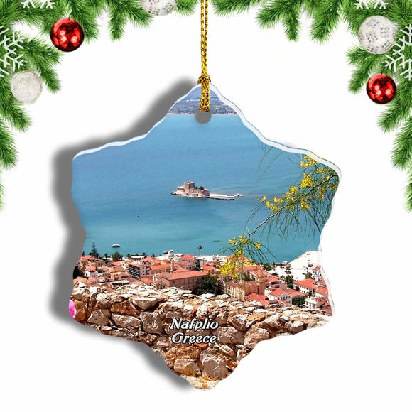 Greece Nafplio Christmas Ornament 3 Inches Snow