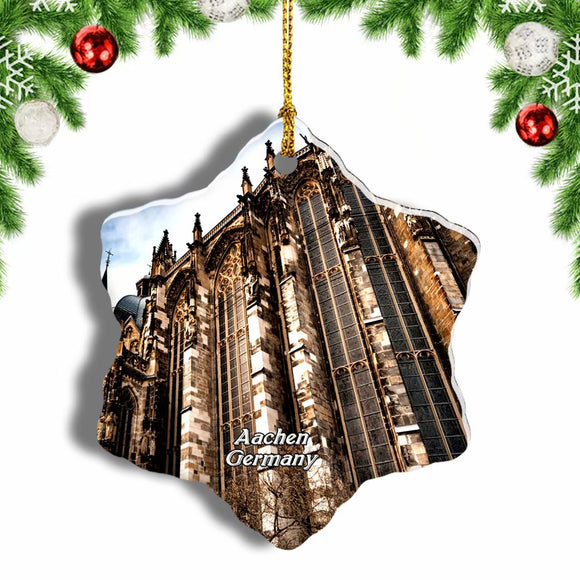 Germany Aachen Cathedral Christmas Ornament 3 Inches Snow