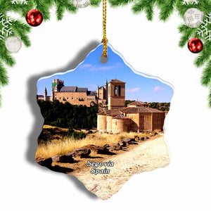 Spain Segovia Medieval Castle Christmas Ornament 3 Inches Snow