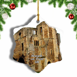 UK England Newark Castle Newark-on-Trent Christmas Ornament 3 Inches Snow