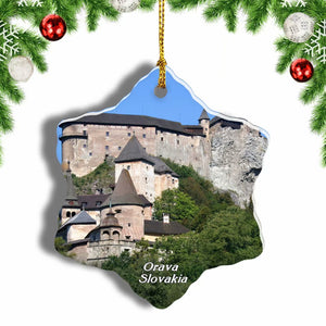 Slovakia Orava Castle Christmas Ornament 3 Inches Snow