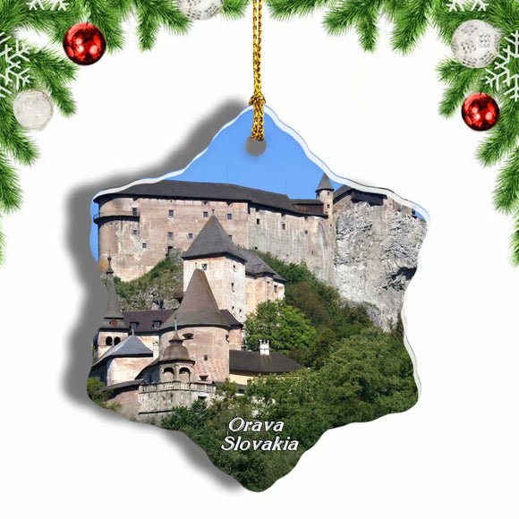 Slovakia Orava Castle Christmas Ornament 3 Inches Snow