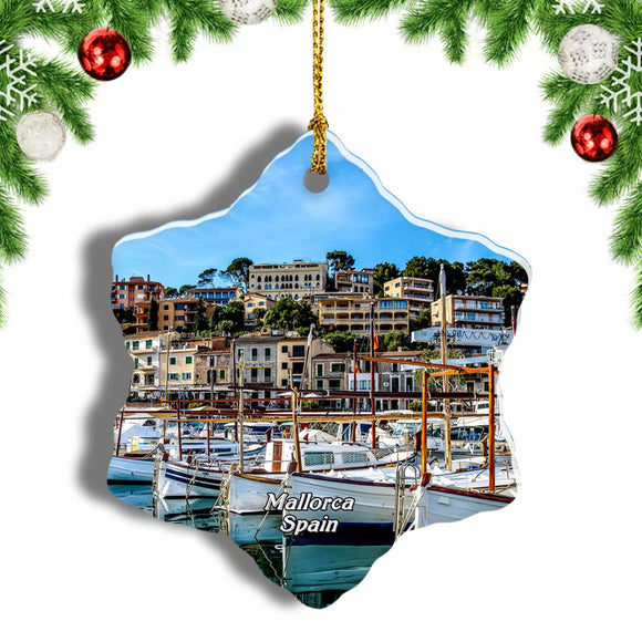 Spain Mallorca Soller Port Christmas Ornament 3 Inches Snow