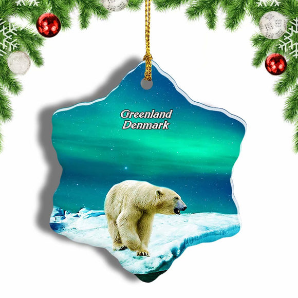 Greenland Polar Bear Denmark Christmas Ornament 3 Inches Snow