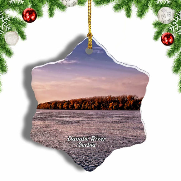 Danube River Belgrade Serbia Christmas Ornament 3 Inches Snow