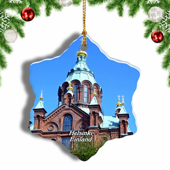 Finland Orthodox Uspensky Cathedral Helsinki Christmas Ornament 3 Inches Snow