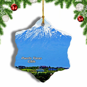 Chile Lago Llanquihue Puerto Varas Christmas Ornament 3 Inches Snow