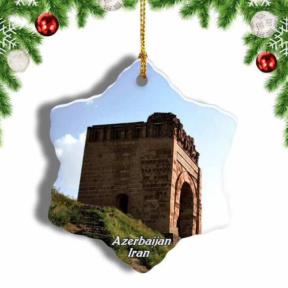 Iran Zahhak Castle Azerbaijan Christmas Ornament 3 Inches Snow