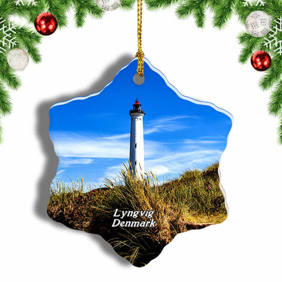 Denmark Lyngvig Lighthouse Christmas Ornament 3 Inches Snow