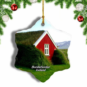 Iceland Bordafjordur Christmas Ornament 3 Inches Snow