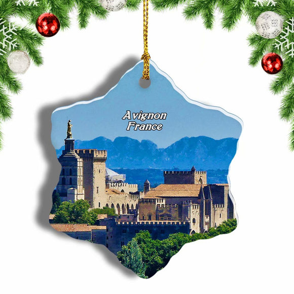 France The Palace of the Popes Avignon Christmas Ornament 3 Inches Snow