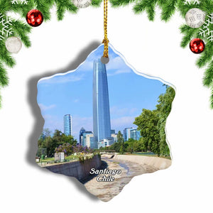 Grand Santiago Tower Chile Christmas Ornament 3 Inches Snow