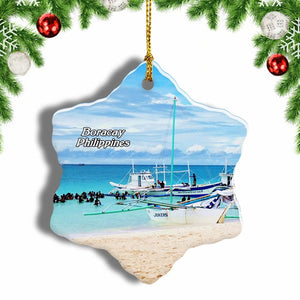 Philippines Puka Beach Boracay Christmas Ornament 3 Inches Snow