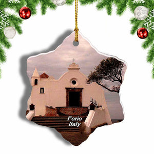 Italy Chiesa del Soccorso Forio Christmas Ornament 3 Inches Snow