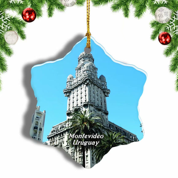 Uruguay Square Montevideo Uruguay Christmas Ornament 3 Inches Snow