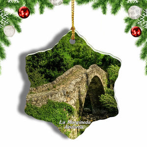 Andorra Bridge La Margineda Christmas Ornament 3 Inches Snow