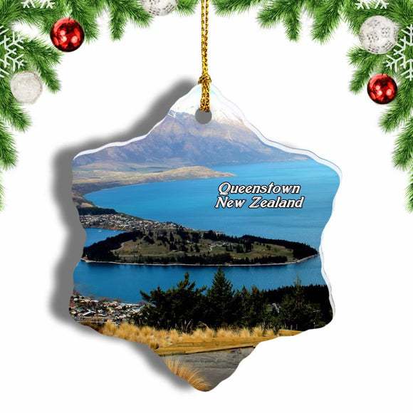 New Zealand Lake Wakatipu Queenstown Christmas Ornament 3 Inches Snow