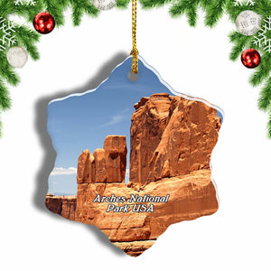 America USA Arches National Park Christmas Ornament 3 Inches Snow