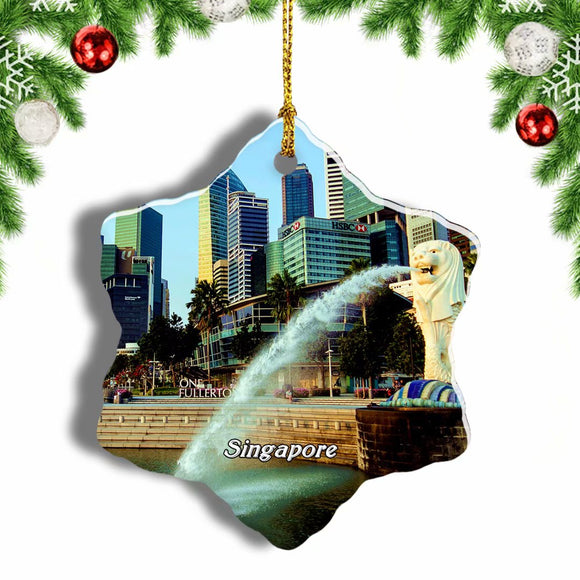 Singapore Merlion Gardens by the Bay Christmas Ornament 3 Inches Snow