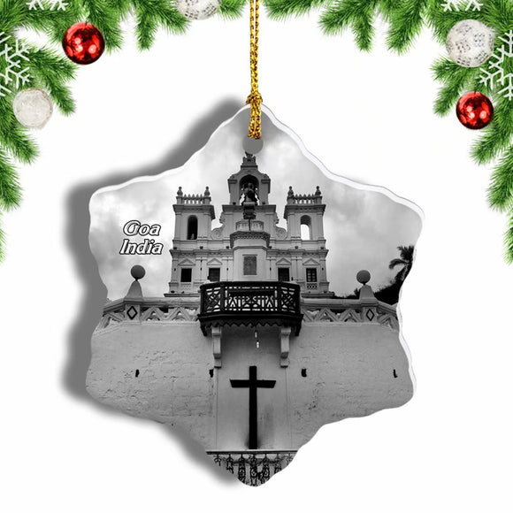 India Immaculate Conception Church Panaji Goa Christmas Ornament 3 Inches Snow