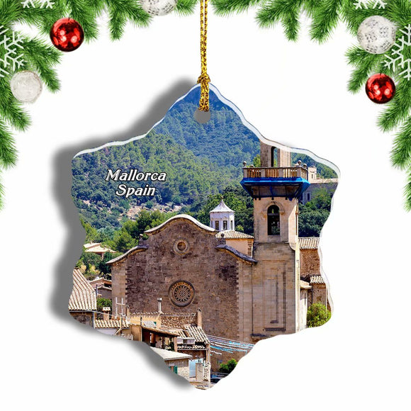 Spain Alcudia Old Town Mallorca Christmas Ornament 3 Inches Snow