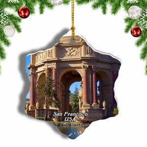 America USA Palace Of Fine Arts San Francisco Christmas Ornament 3 Inches Snow