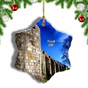 UK England York City Walls Christmas Ornament 3 Inches Snow