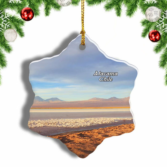 Salt Lake Atacama Chile Christmas Ornament 3 Inches Snow