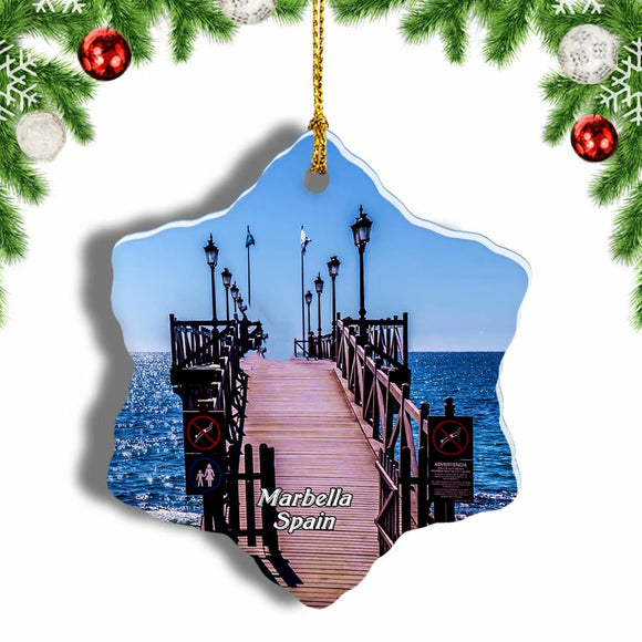 Spain Marbella Beach Christmas Ornament 3 Inches Snow