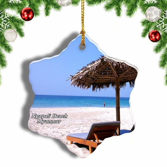 Myanmar Ngapali Beach Christmas Ornament 3 Inches Snow