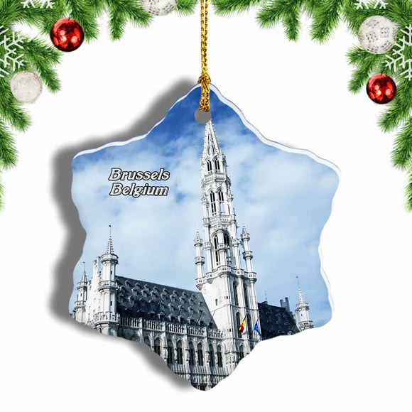 Belgium Grand Place Brussels Christmas Ornament 3 Inches Snow