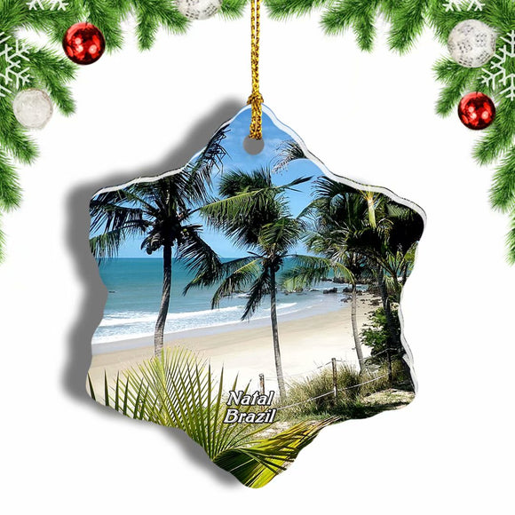 Brazil Ponta Negra Beach Natal Christmas Ornament 3 Inches Snow