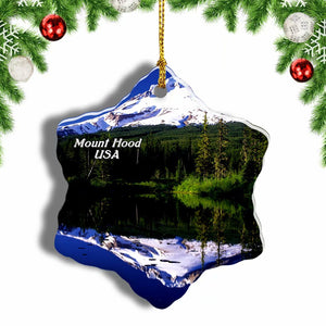 America USA Mount Hood Oregon Christmas Ornament 3 Inches Snow