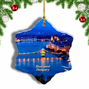 Hungary Danube River Budapest Christmas Ornament 3 Inches Snow