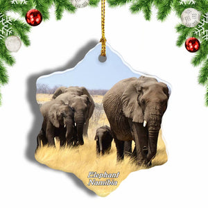 Namibia Elephant Christmas Ornament 3 Inches Snow