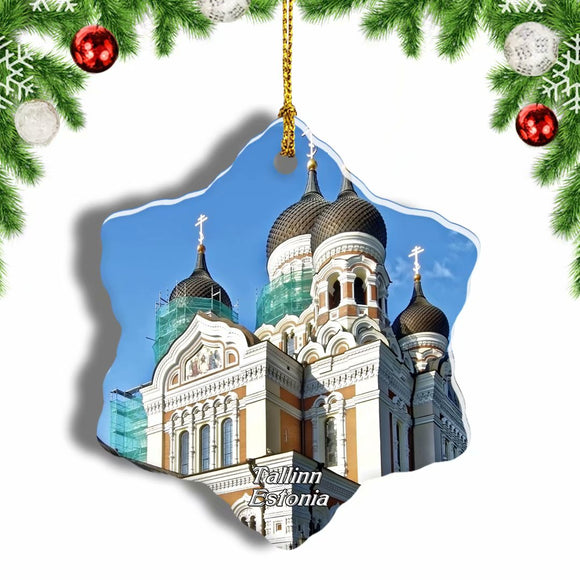 Estonia Tallinn Alexander Nevsky Cathedral Christmas Ornament 3 Inches Snow