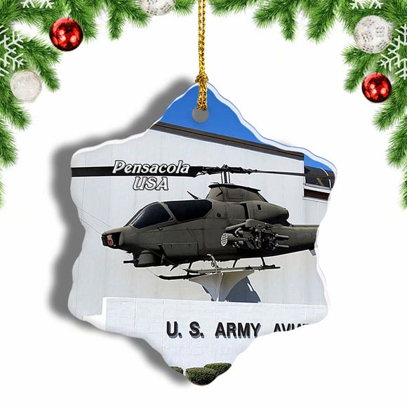 USA America National Naval Aviation Museum Pensacola Christmas Ornament 3 Inches Snow