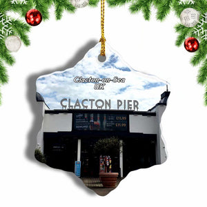 UK England Clacton Pier Clacton-on-Sea Christmas Ornament 3 Inches Snow